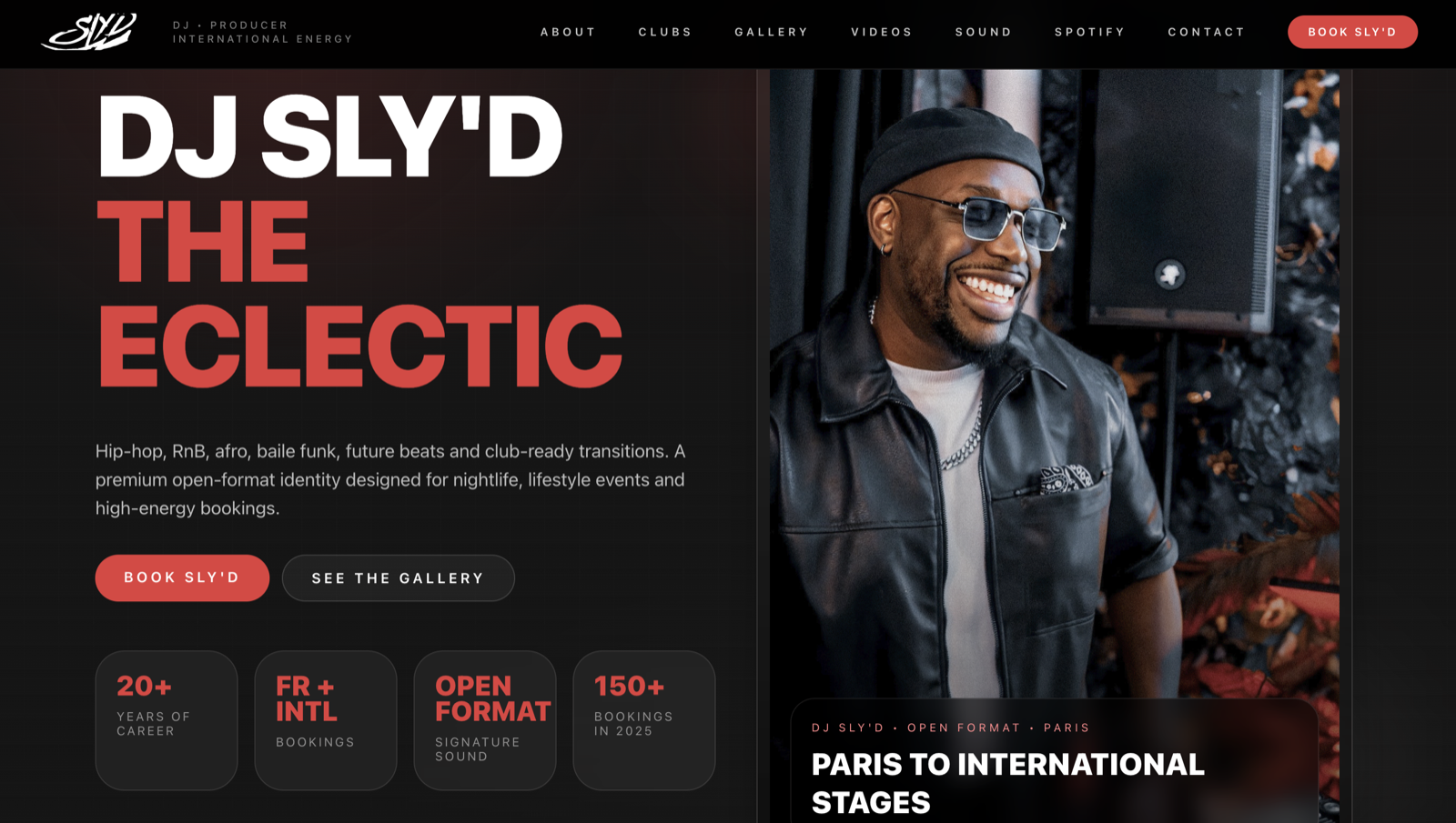 Hero du press kit DJ inspiré de la référence DJ SLY'D