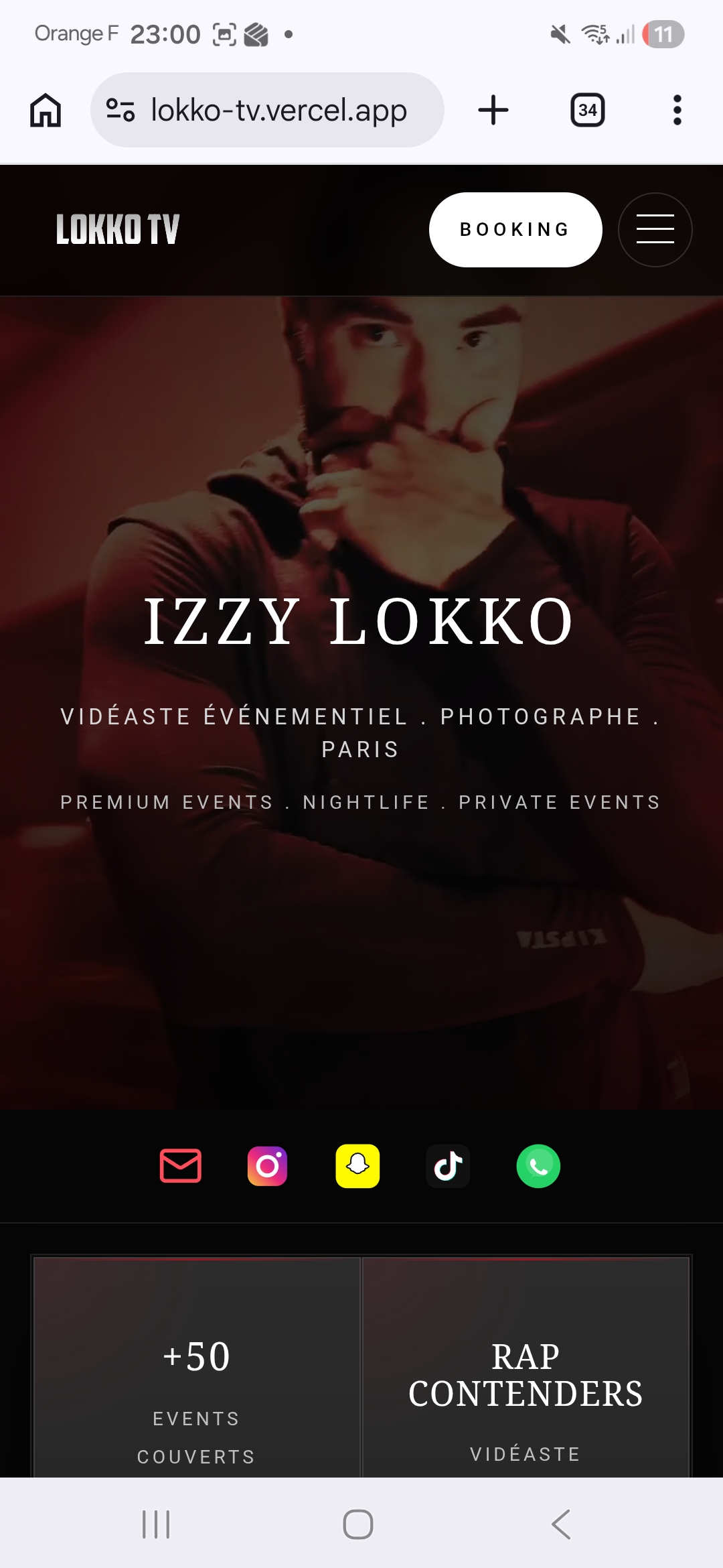 Press kit vidéaste / photographe en version mobile