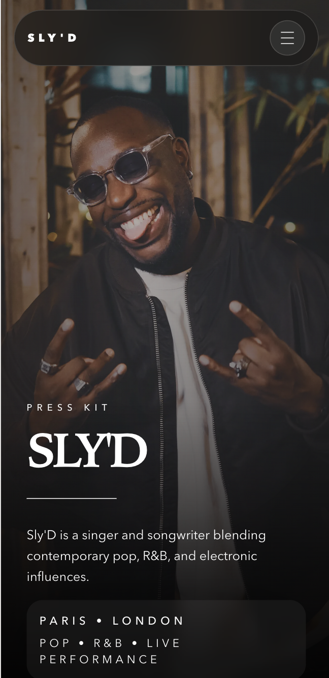 Press kit artiste / chanteur en version mobile